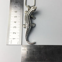 Thumbnail for Silver & Zirconia Tribal Patterned Gecko Pendant Necklace