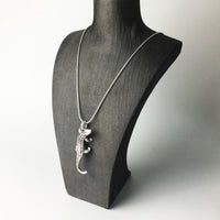 Thumbnail for Silver & Zirconia Tribal Patterned Gecko Pendant Necklace