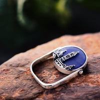 Thumbnail for Sterling Silver& Natural Blue Aventurine Stone- Florence Cathedral Ring