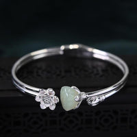 Thumbnail for Lotus Jade Silver Bangle