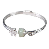 Thumbnail for Lotus Jade Silver Bangle