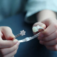 Thumbnail for Lotus Jade Silver Bangle