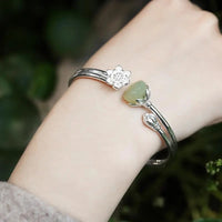 Thumbnail for Lotus Jade Silver Bangle