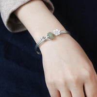 Thumbnail for Lotus Jade Silver Bangle