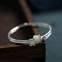 Thumbnail for Lotus Jade Silver Bangle