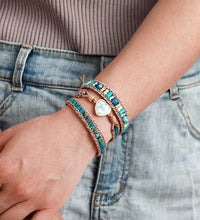 Thumbnail for Love Key Blue Opal Heart Wrap Bracelet