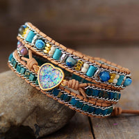 Thumbnail for Love Key Blue Opal Heart Wrap Bracelet