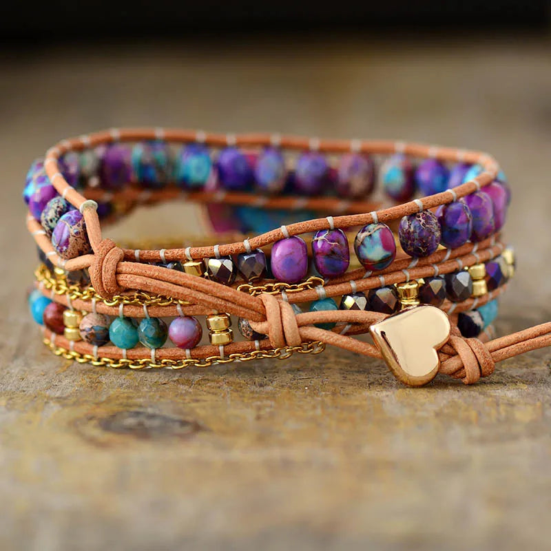 Love Together Heart Jasper Wrap Bracelet