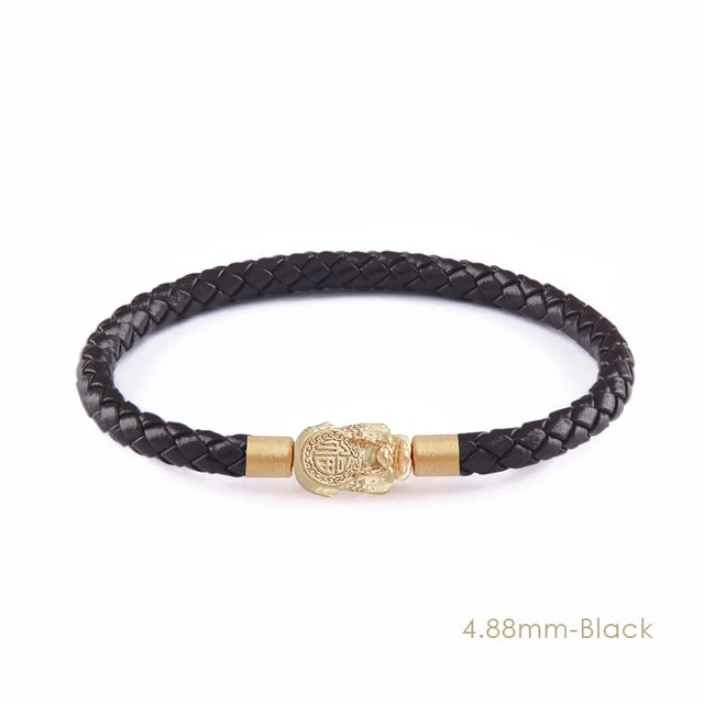 Feng Shui Pixiu & Braided Leather WEALTH Bracelet