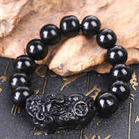 Thumbnail for Natural Black Obsidian  & Feng Shui Fav -PIXIU LUCK ATTRACTING  Bracelet