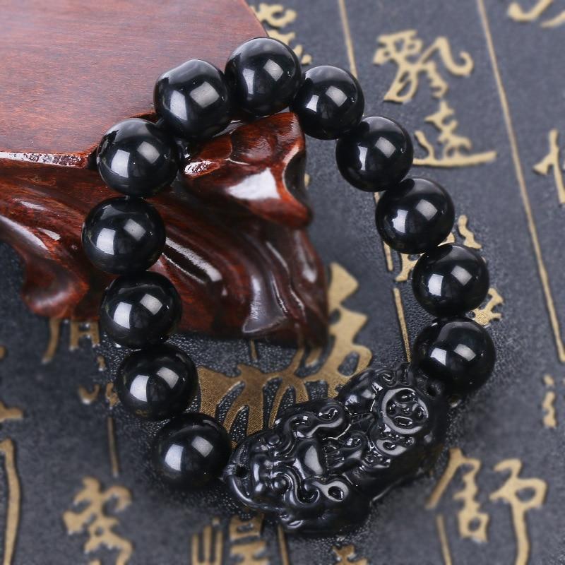 Natural Black Obsidian  & Feng Shui Fav -PIXIU LUCK ATTRACTING  Bracelet