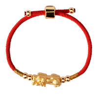 Thumbnail for PURE SILVER 24k Gold Plated Pixiu Red Rope WEALTH Bracelet