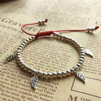 Thumbnail for 925 Sterling Silver & Red Rope GUARDIAN ANGEL Wings Bracelet