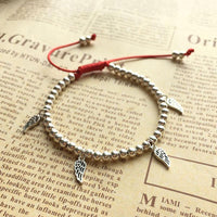 Thumbnail for 925 Sterling Silver & Red Rope GUARDIAN ANGEL Wings Bracelet