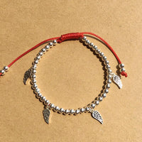 Thumbnail for 925 Sterling Silver & Red Rope GUARDIAN ANGEL Wings Bracelet