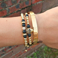 Thumbnail for Luxury Titanium Skull , Onyx & Pave 3 Pc Bracelet Set