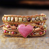 Thumbnail for Rhodonite Lovers Heart Bracelet Made with Jasper Crystals