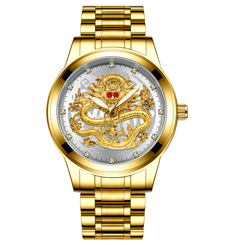 Luxury 3D Engaged Gold Dragon Spirit Watch