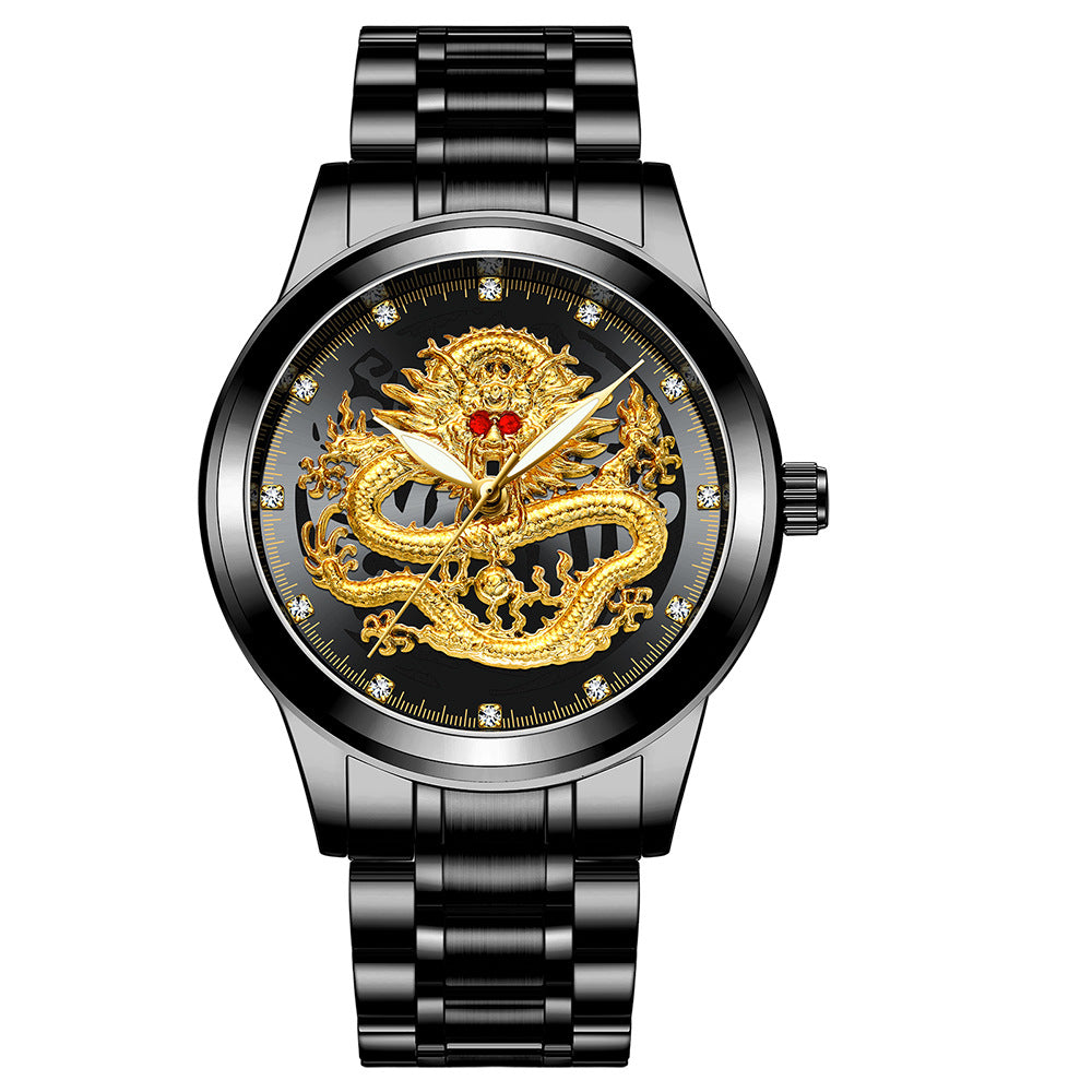 Luxury 3D Engaged Gold Dragon Spirit Watch