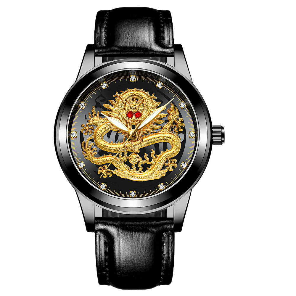 Luxury 3D Engaged Gold Dragon Spirit Watch