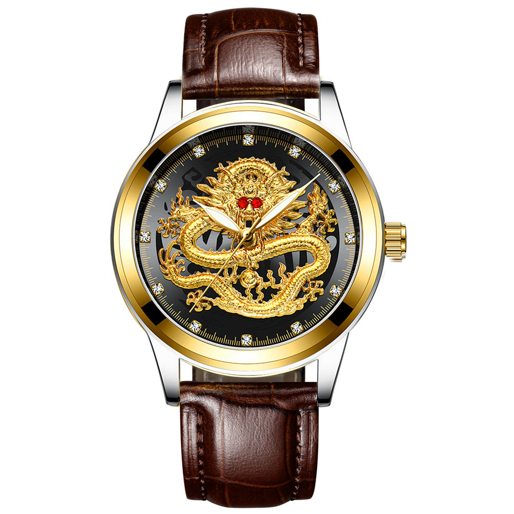 Luxury 3D Engaged Gold Dragon Spirit Watch
