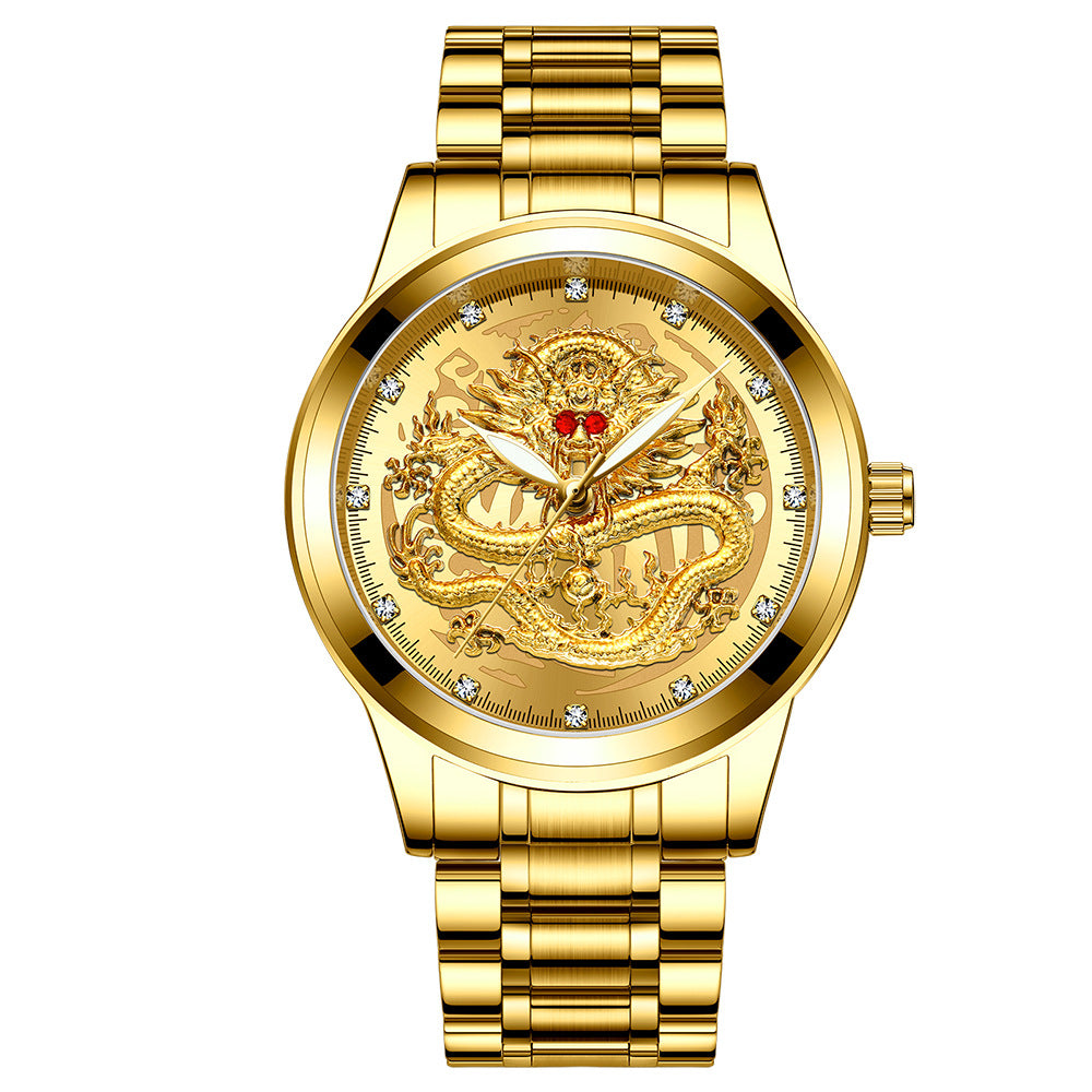 Luxury 3D Engaged Gold Dragon Spirit Watch