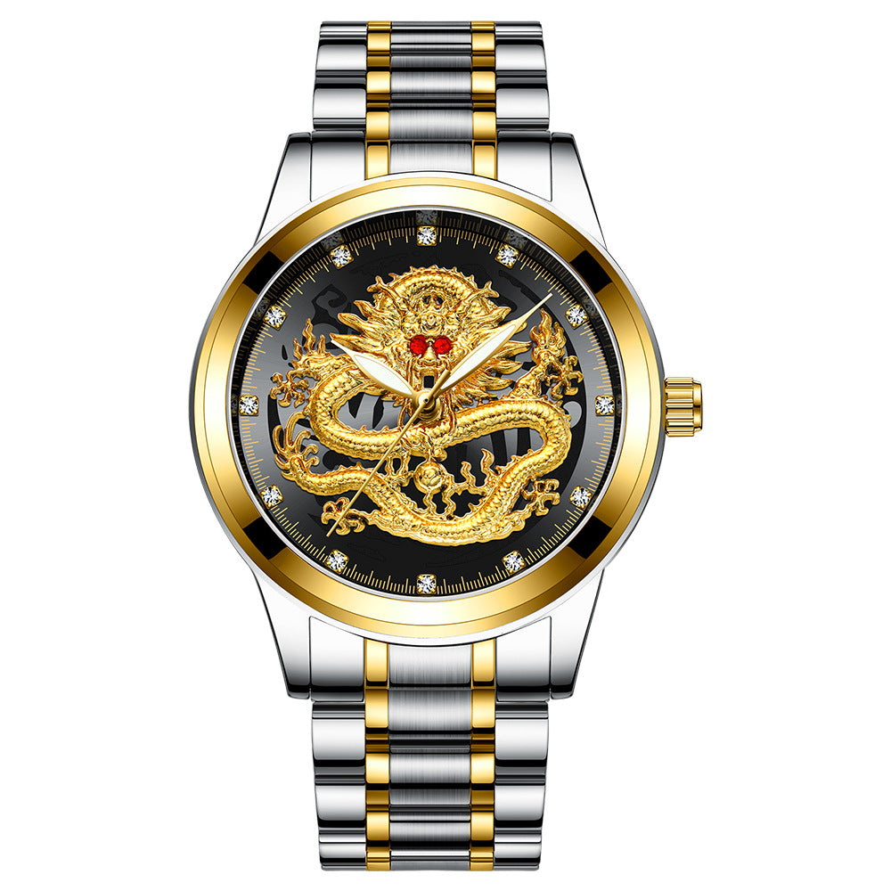 Luxury 3D Engaged Gold Dragon Spirit Watch