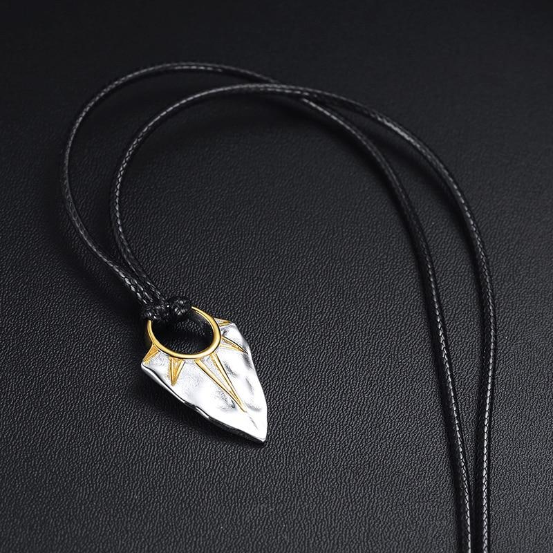 Men's Titanium Steel Native American Styled ARROW HEAD  Rope Necklace