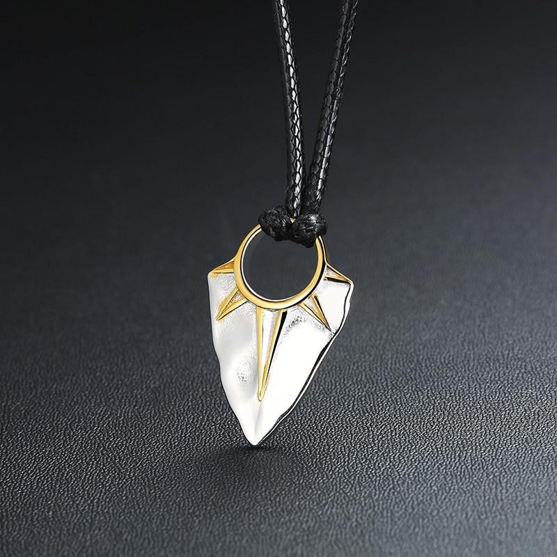 Men's Titanium Steel Native American Styled ARROW HEAD  Rope Necklace