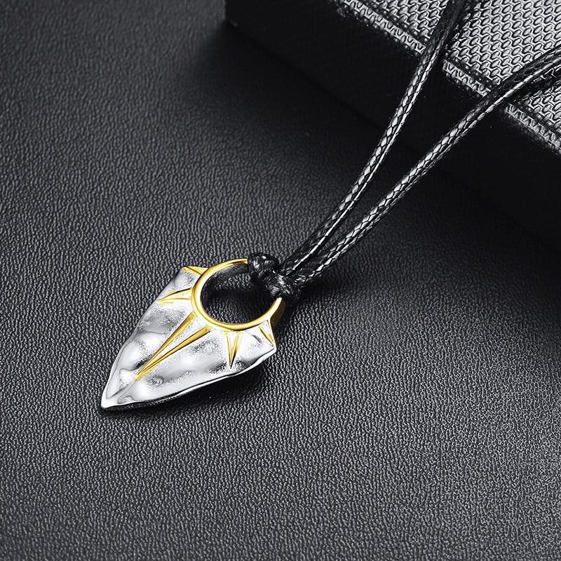 Men's Titanium Steel Native American Styled ARROW HEAD  Rope Necklace