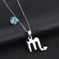 Thumbnail for Titanium Steel  Zodiac Sign Pendant Necklace w/ Austrian Rhinestone Birthstone Crystal