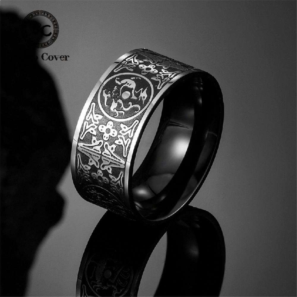 Titanium Steel 'FOUR GUARDIAN ANIMALS' Amulet Ring
