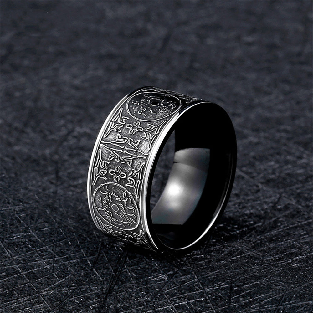 Titanium Steel 'FOUR GUARDIAN ANIMALS' Amulet Ring