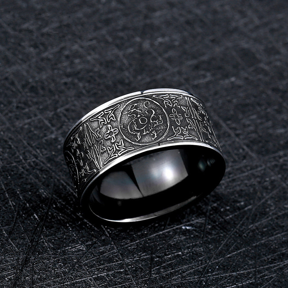 Titanium Steel 'FOUR GUARDIAN ANIMALS' Amulet Ring