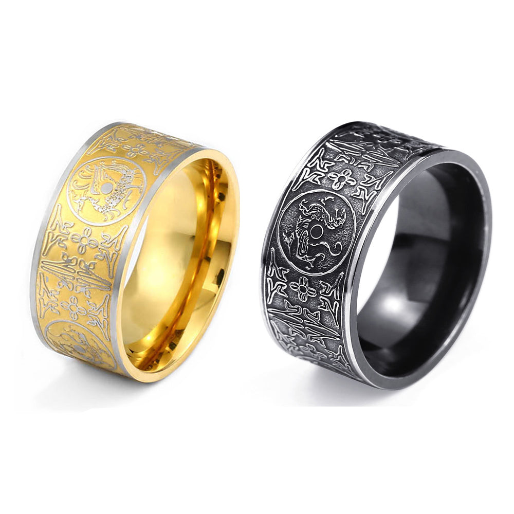 Titanium Steel 'FOUR GUARDIAN ANIMALS' Amulet Ring