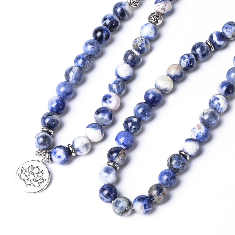 Picasso Jasper & Blue Stone Mala Beads Bracelet/Necklace