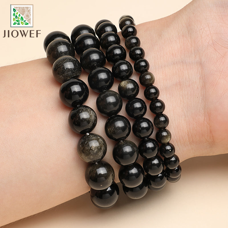 Natural Apache Tear Beaded Bracelet