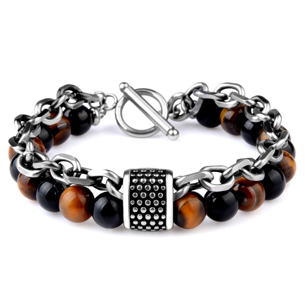 Natural Stone  & Titanium Steel ENERGY Bracelet- 6 Stones to Choose from .