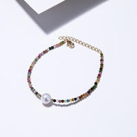 Thumbnail for Natural Tourmaline & Freshwater Pearl  CALMNESS Bracelet