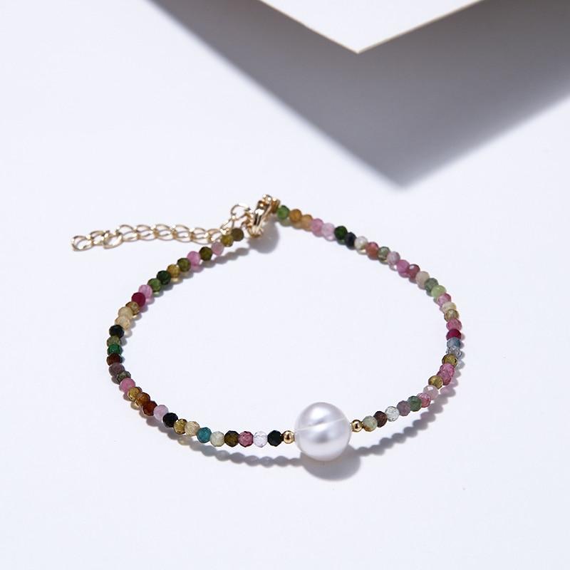 Natural Tourmaline & Freshwater Pearl  CALMNESS Bracelet