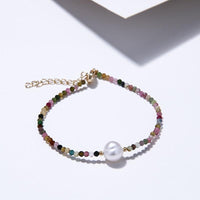 Thumbnail for Natural Tourmaline & Freshwater Pearl  CALMNESS Bracelet