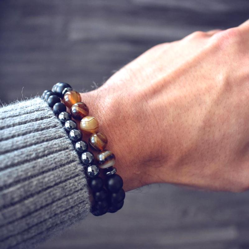 2Pcs Natural Stone Balance and Protection Bracelets