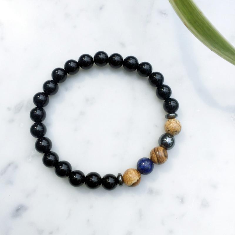 2/pc set Men's Natural Stone Grounding Bracelets