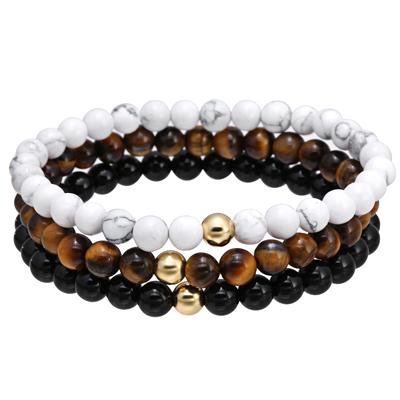 3 pc set of Men's Natural Stone Bracelets-Embrace Positivity!