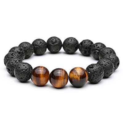 CALM & PROTECT yourself with a Potent Tiger Eye & Lava Stone Mix Bracelet