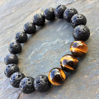 Thumbnail for CALM & PROTECT yourself with a Potent Tiger Eye & Lava Stone Mix Bracelet