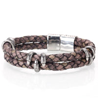 Thumbnail for Mens Braided Leather & Steel TALONS Bracelet