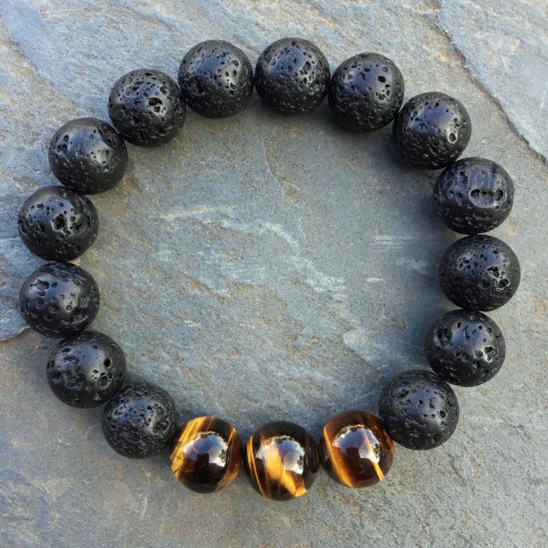 CALM & PROTECT yourself with a Potent Tiger Eye & Lava Stone Mix Bracelet