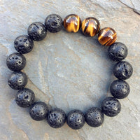 Thumbnail for CALM & PROTECT yourself with a Potent Tiger Eye & Lava Stone Mix Bracelet