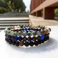 Thumbnail for 3 Pc set of Natural Stone Men's Gratitude Bracelets